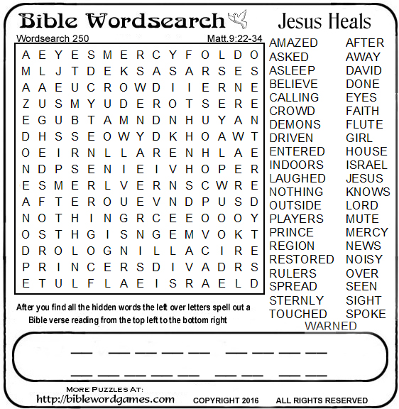 Bible wordsearch puzzle