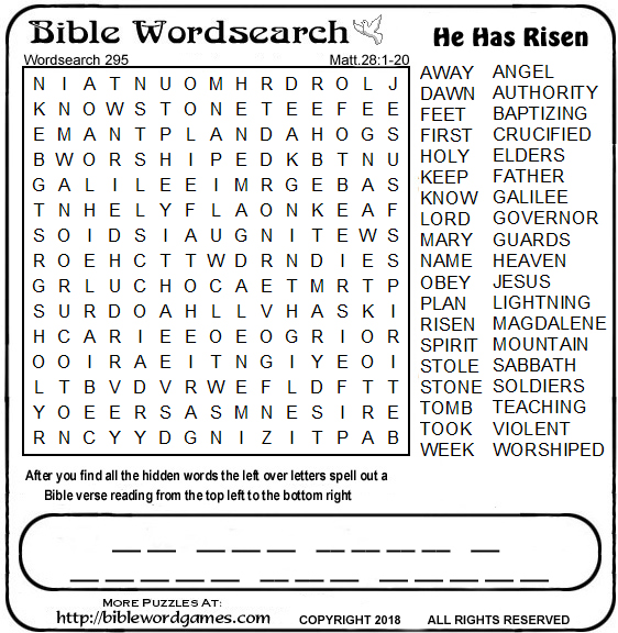 Bible wordsearch puzzle